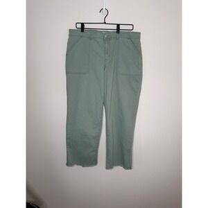 LOGO by Lori Goldstein Women's 16P Boyfriend Frayed Hem Jeans Sage Green‎